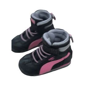 Puma Roma High Top Sneakers Black Pink Shoes Toddler Girls Size 5